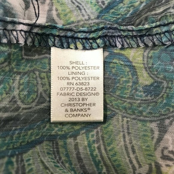 Christopher & Banks Women Long Sleeve Lightweight Multicolor Sheer Blouse Size M - Picture 7 of 7